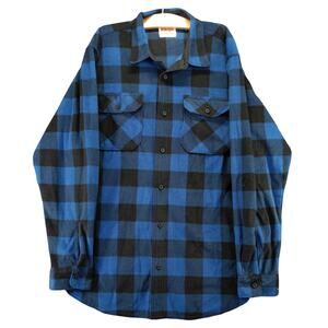 Wrangler Authentics Button Up Long Sleeve Shirt Size XLT Blue Plaid